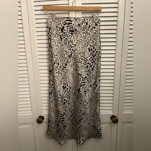 Forever 21 Black and Cream Animal Print Midi Skirt